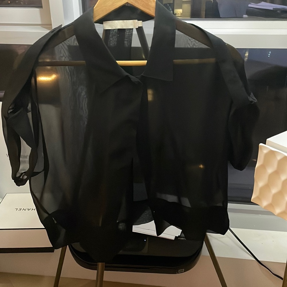 Black sheer button down